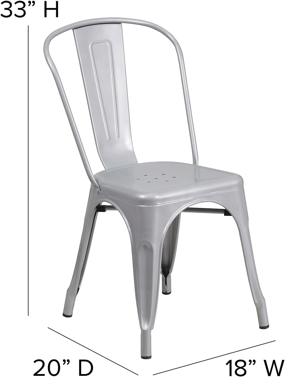 Flash Furniture Luke Commercial Grade 4 Pack Silver Metal Indoor-Outdoor Stackable Chair