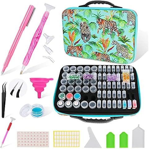 THXMADAM Diamond Painting Storage Case Tools Bag with 5D Diamond Art Accessories Kits 70 Slots Bead Box Containers (30 Cylinder + 40 Square Tube) Resin Drill Pen Set Precision Ceramic Pen for Adult Cover