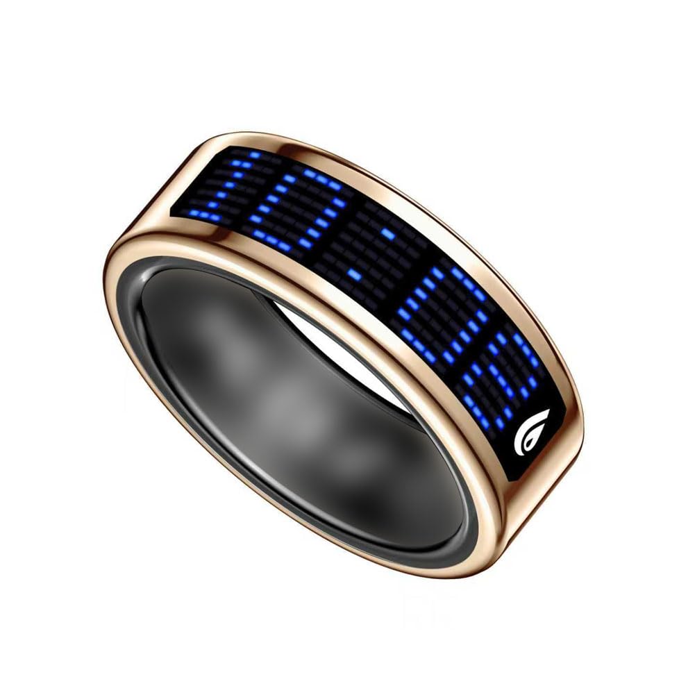 Bague Intelligente, Smart Ring Homme Capteur Ring Anneau Connecté Capteur Ring Gold 8#