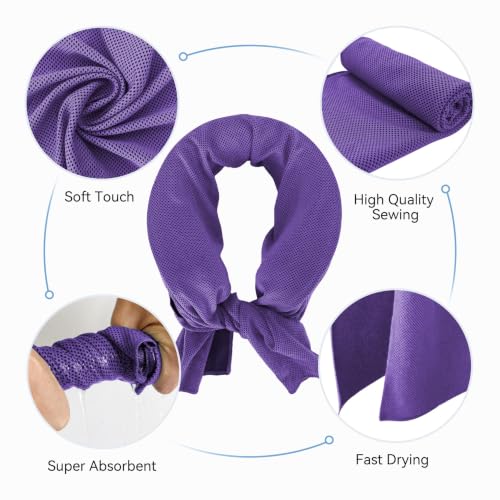 DICEVER Neck Cooler for Hot Weather, Reusable Wearable Ice Water Neck Wrap with Wide Mouth for Ice Cubes, U-Shaped Cooling Neck Pack for Summer Heat, Outdoor Work, Sports, Travel & Hot Flashes, Purple — view 6
