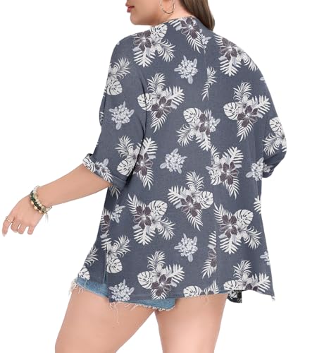 Image of Lastshe Womens Plus Size Cardigan Short Sleeve Lightweight Loose Cover Ups Open Front Sweaters Summer Cardigan