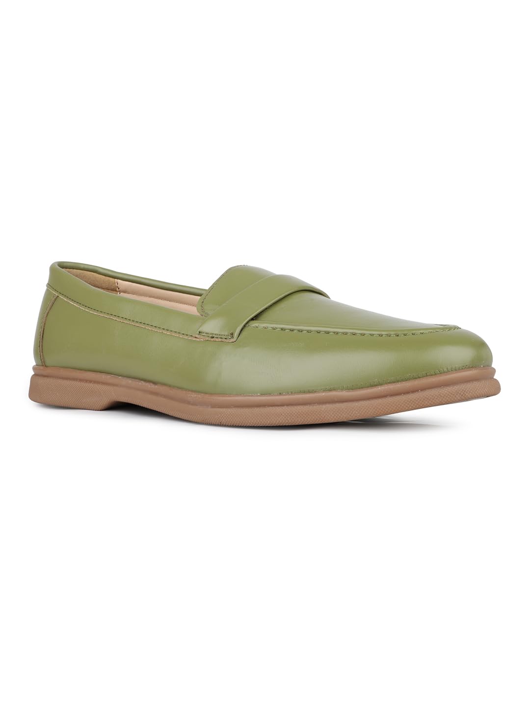 Womens Womens Green Solid Round Toe Moccasin Moccasin-image-44