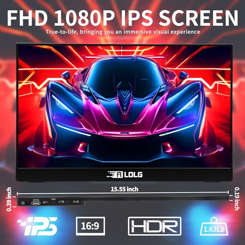 Image of Portable Monitor 17.3 Inch with 144HZ FHD 1080P Display,USB-C and HDMI Inputs, Ultra-Slim IPS Panel with HDR and Premium Smart Cover & Speakers-Compatible with Laptop,PC,Phone,PS5,Switch