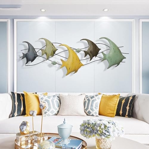 Décoration murale poisson métal 3D sculpture moderne - 3