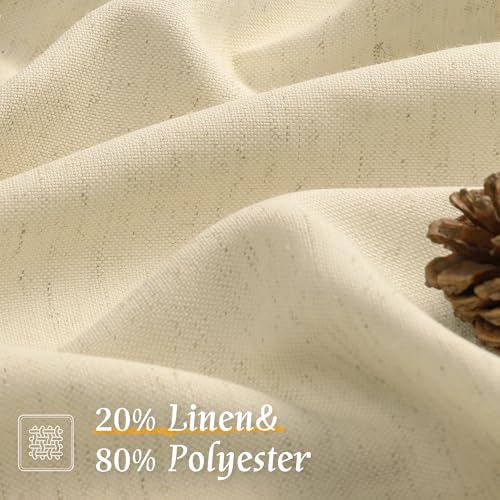 Image of LAMIT Beige Linen Curtains for Small Windows, 45 Inches Long 2 Panels Light Filtering Panels Rod Pocket Neutral Privacy Window Drapes for Living Room /Bedroom, 42 x 45 Inch