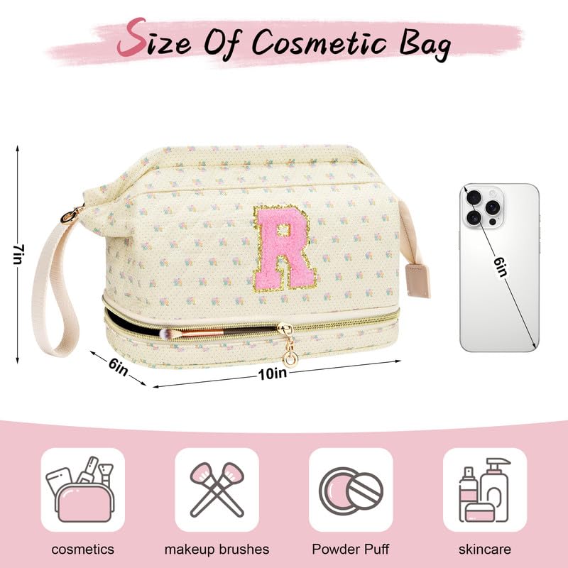 Make-up-Tasche mit Initialen-Motiv, Blau, Größe M: