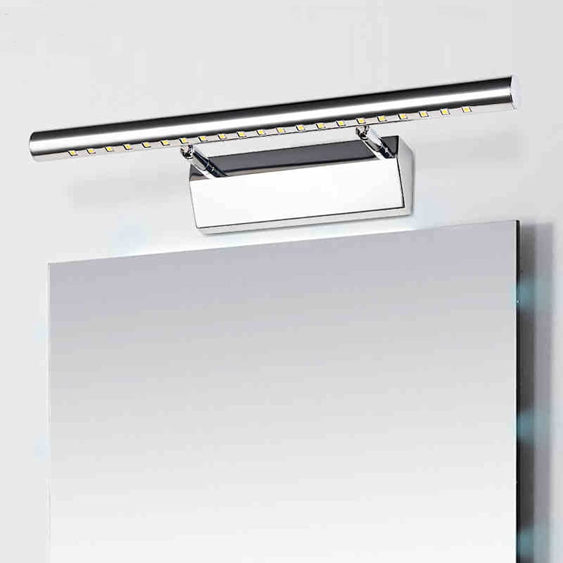 Lampada specchio bagno, Lampada specchio LED - Lampada parete armadietto trucco in acciaio inossidabile cromato illuminato con interruttore cavo, Lampada specchio IP44 per, Bianco naturale 4000K