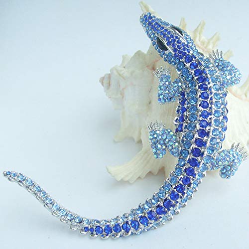 Image of 4.13 inch Alligator Crocodile Brooch Pin Pendant Austrian Crystal BZ5009