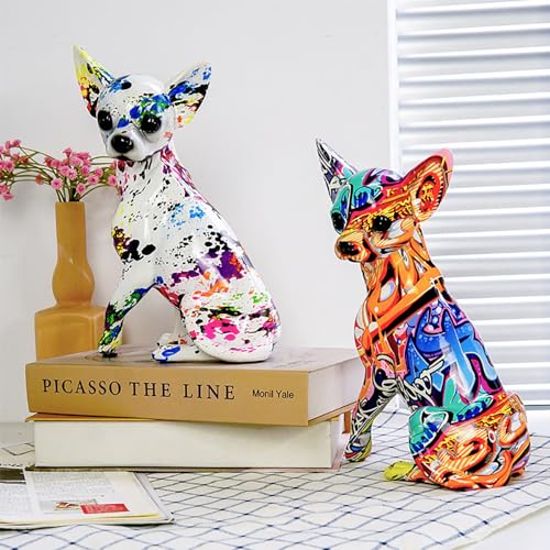 Estatua Decorativa de Perro Chihuahua en Resina miniatura 4