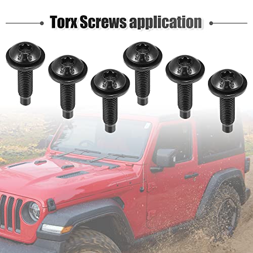 X Autohaux Hard Top Torx Screws Bolts For Jeep Wrangler 2007-2018 Extra Long Automotive Replacement Bolts Stainless Steel Black 6Pcs #TOP5