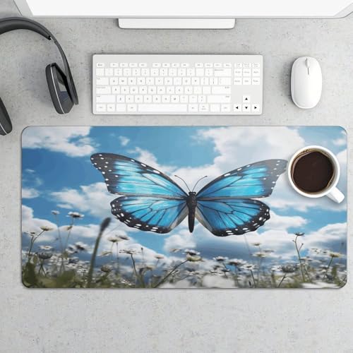 Blue Butterfly y Nubes Alfombrilla Grande para Escritorio miniatura 5