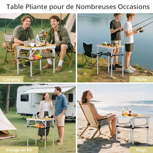 Table de camping réglable Anbte pour optimiser l'espace avec son filet de rangement - 7
