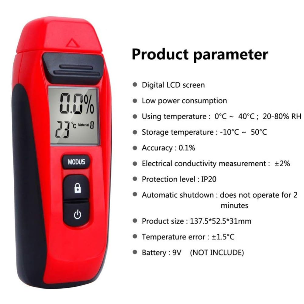 Medidor digital de humedad de madera para paredes, leña y hormigón, detector de sonda sólida con pantalla LCD retroiluminada