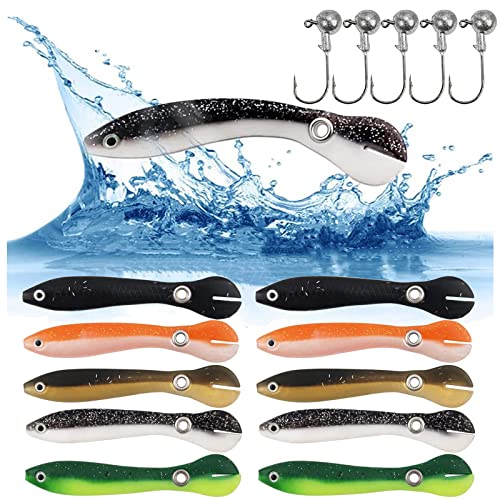 10 Pcs Fishing Lures Soft Bionic Fishing Lure Loach Fishing Lures Slow Sinking Fishing Lures Fishing Bait Fishing Equipment for Saltwater & Freshwater Suitable Fishing Accessory