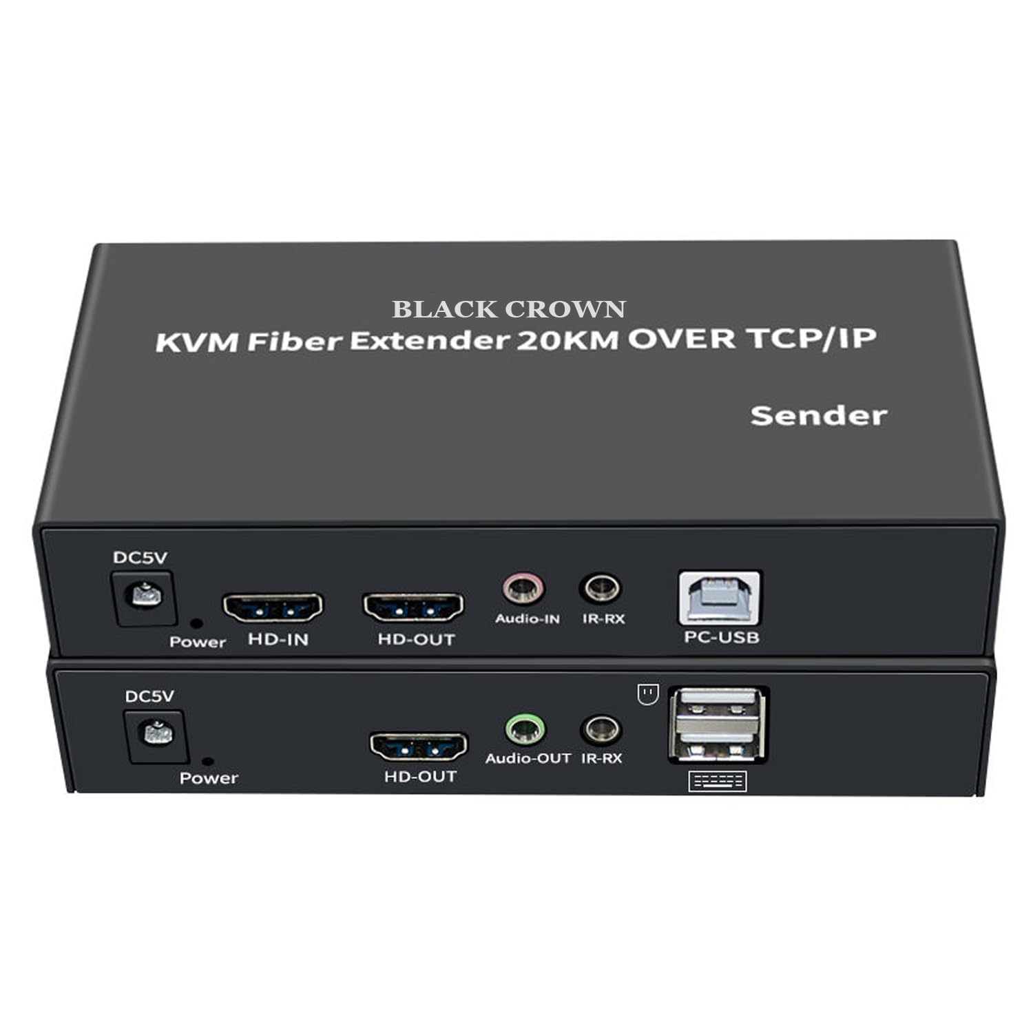 BLACK CROWN 20KM Fiber Extender Over TCP/IP 4K 60Hz HDMI to Optic with USB2.0 SC Optical RJ45 Interface USB KVM Fiber Transceiver Support Mouse Keyboard, Video Audio Transmitter Receiver Extender.-image-13