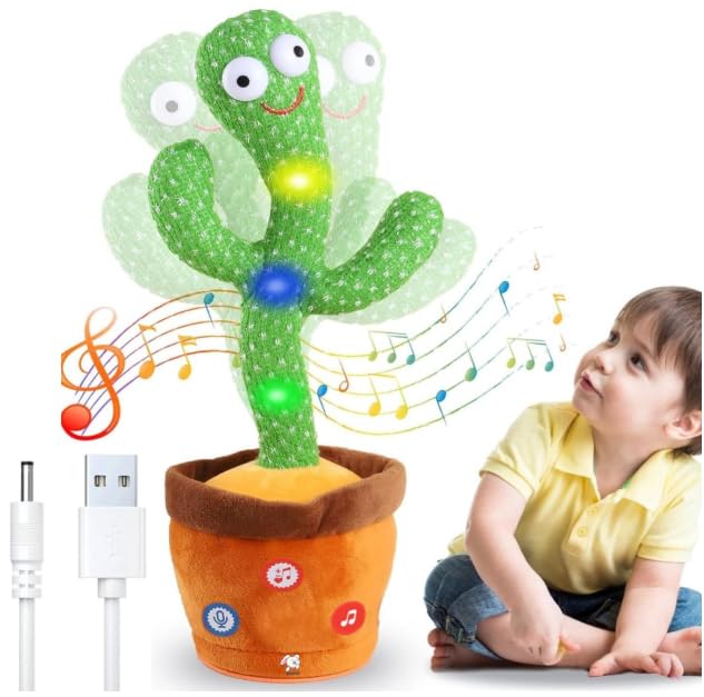 Rechargeable Toys Talking Cactus Baby Toys for Kids Dancing Cactus Toys Can Sing Wriggle & Singing Recording Repeat What You Say Funny Education Toys for Children Playing Home Decor for Kids-image-48