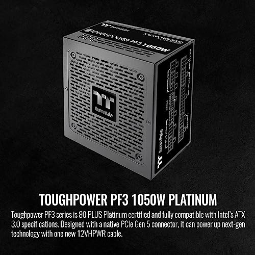Image of Thermaltake Toughpower PF3 ATX 3.0 1050W 80+ Platinum Full Modular SLI /Crossfire Ready Power Supply; PCIe 5.0 12VHPWR Connector Included; 10 Year Warranty; PS-TPD-1050FNFAPU-L