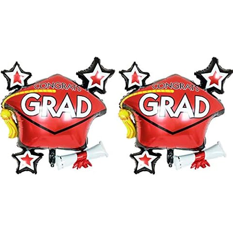 Wdecorm Graduation Balloons for 2021 Graduation Party Decor Supplies Red Congrats Grad Graduation Cap Balloons Mylar Graduation Balloons for College Seniors High School X-Large Cover