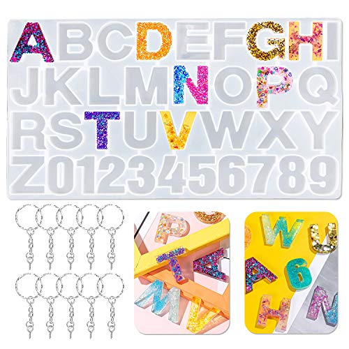 Alphabet Silicone Resin Molds Backward, Sturdy Letter Number Silicone Molds for Resin, Epoxy Molds for Making Keychain Pendant Jewelry, Necklace, Earrings, Craft Decoration