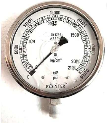 6' 150Mm Quadrante Alta Pressione Manometro Doppia Scala 2100 Kg 30000 Psi 1/2 Bsp-Amz31