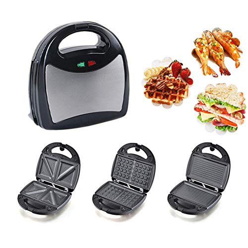 XYSQWZ Waffeleisen Sandwich Toaster Maschine 3 In 1 Edelstahl Abnehmbare Platten Multifunktion Elektrische Backform…