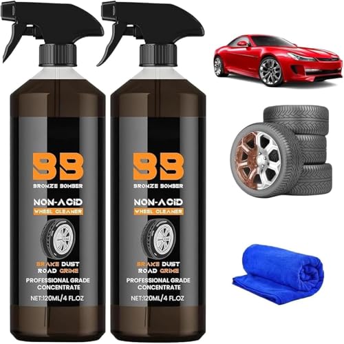 Buptop 2026 Upgraded Bronze Bomber Wheel Cleaner Tire Cleaner - Safe on Chrome and All Wheel Finishes - Brake Dust Dirt Browning Grease and Grime Remover (US Stock) (2PACK)