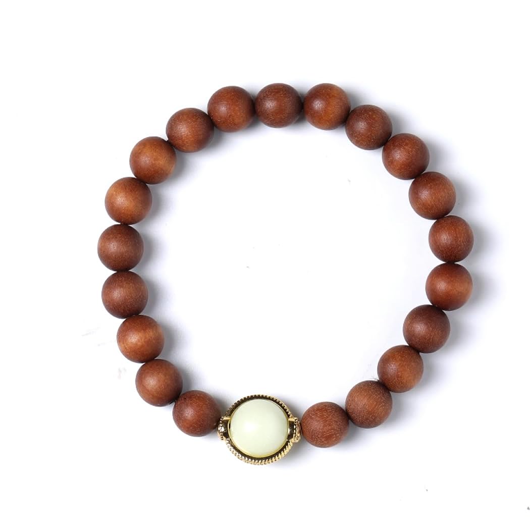 Unisex-Gebetsperlen aus Teakholz, Buddha-Perlen, Japa Mala-Halskette und Armband.