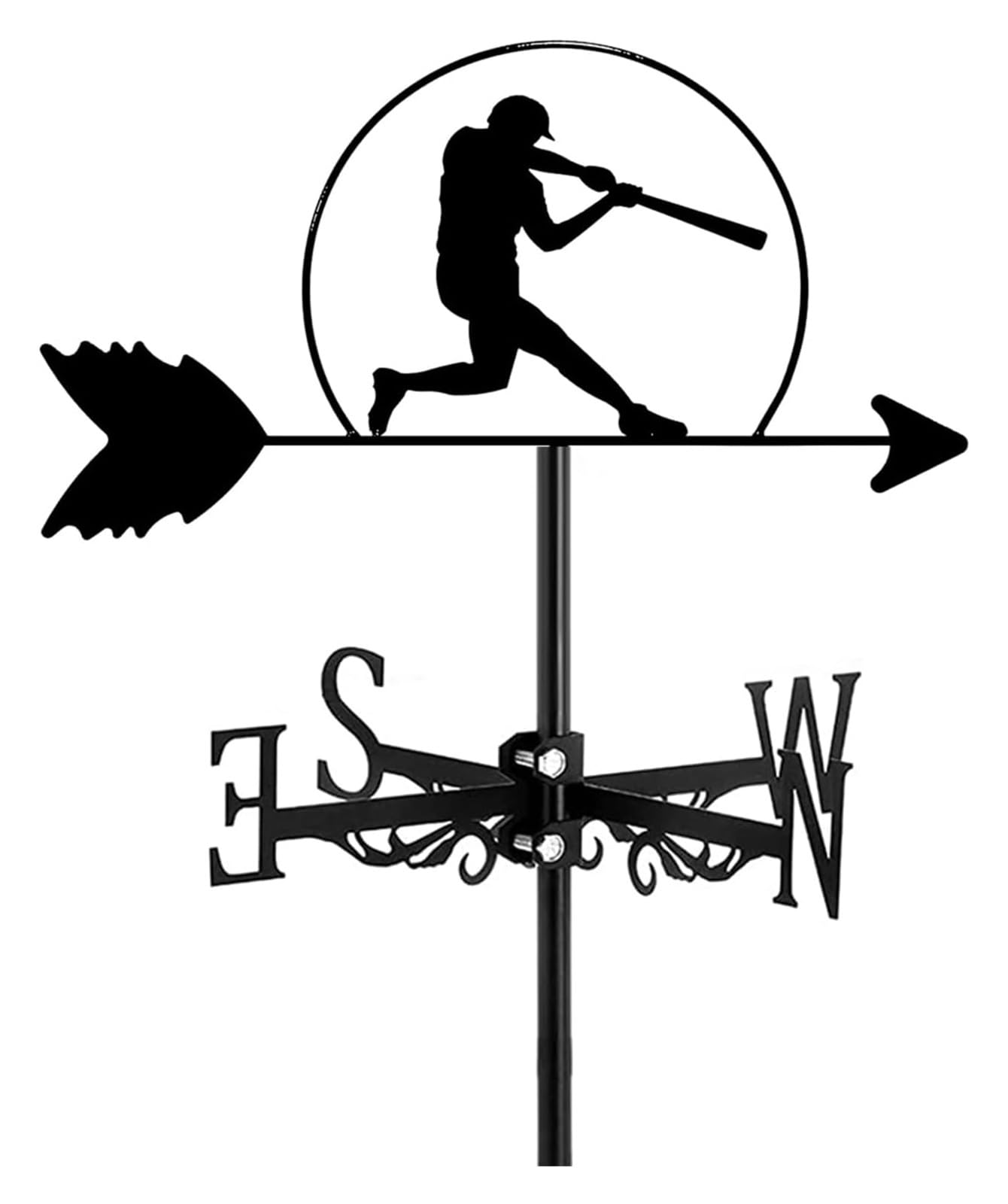 TAXXII Metal Weather Vane,Sports Physical Project Decoration Weathervane for Gardens Roof,Outdoor Lawn,Fence Posts,Pergola,Greenhouse,Barn Or Shed(Baseball player)