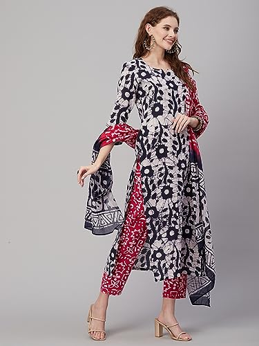 Image of ANNI DESIGNER Women's Viscose Cotton Printed 3Pc Kurta Set