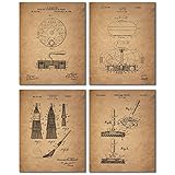 Curling Patent Prints - Set of Four Vintage Decor Wall Art Photos - Bonspiel Stone Broom Brush
