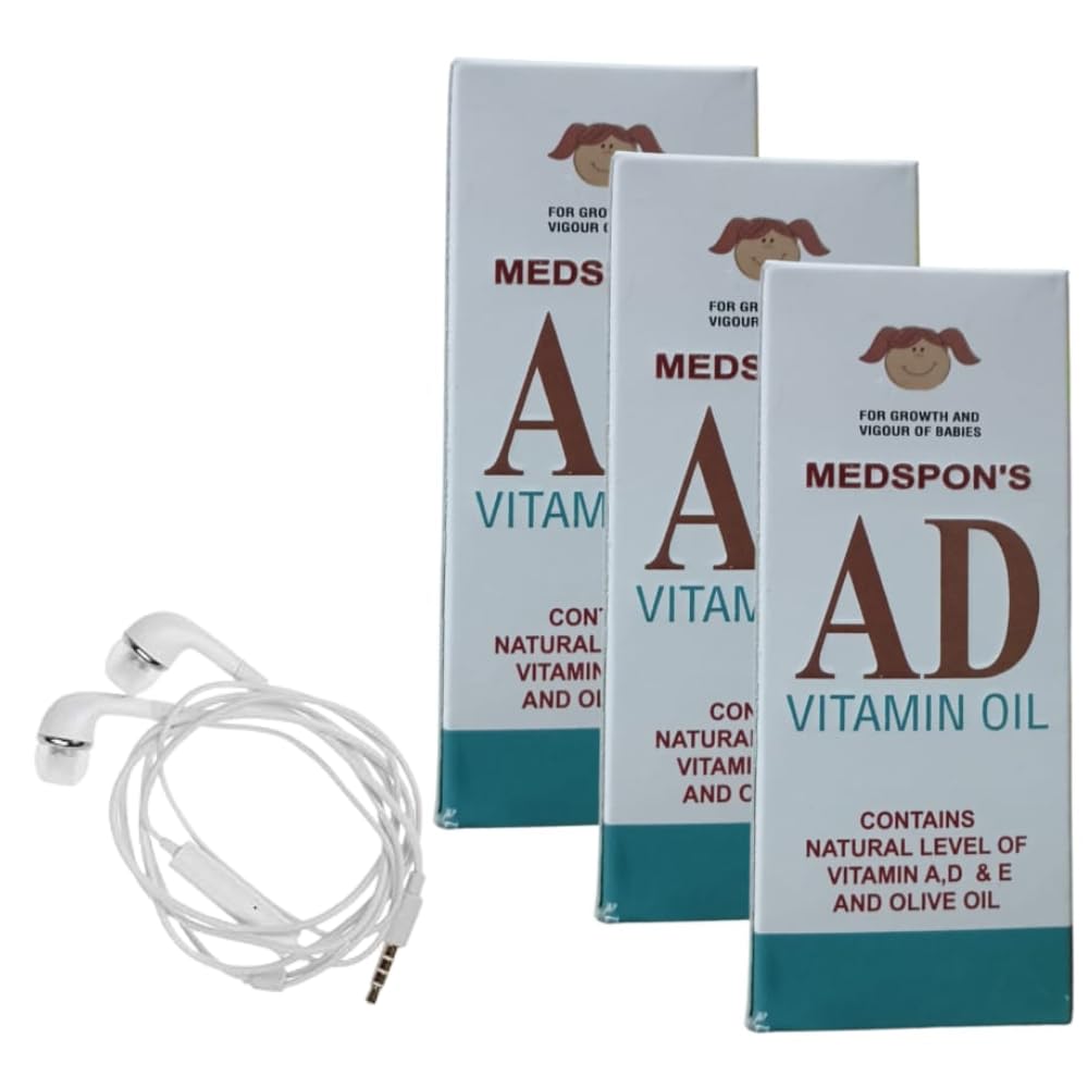 MedSpon AD Vitamin Oil – Natural Baby Growth Supplement with Vitamins A, D & E and Olive Oil – For Healthy Growth & Vigor of Babies (Pack of 3)-image-0