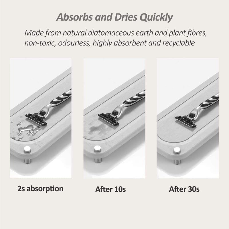 Miniatura 3 de Organizador de fregadero de secado instantáneo, bandeja de piedra absorbente de agua para fregadero de baño y cocina, 11 x 4.72 x 1.37 pulgadas