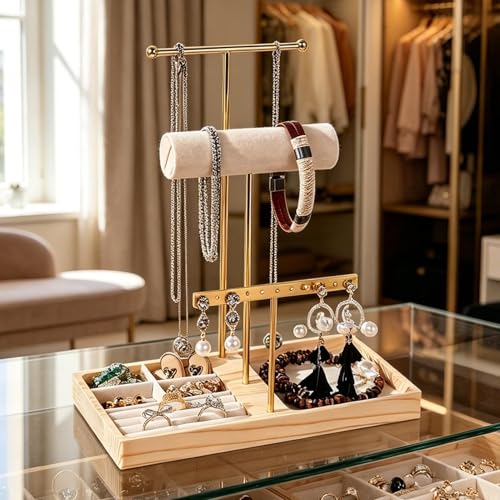 Organizador de joyas en T para tocador y dormitorio moderno 4