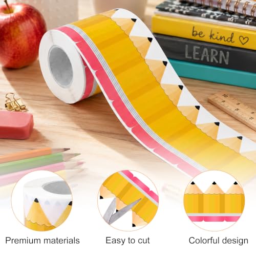 Pencil Bulletin Board Border, 65.6 Ft Back to School Borders Trim Decorations for Classroom, First Day of School Paper Borders for Teacher Preschool Daycare Kindergarten Chalkboard Desks Windows Decor - Image 6