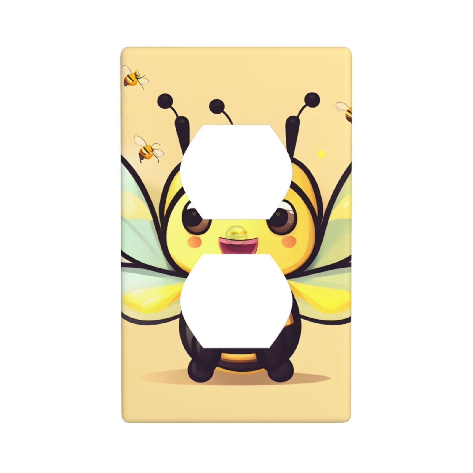 Yellow bee Decorative Switch Plate Cover-Unbreakable Polycarbonate Wall Plate for Home Office, 1 Gang with Screws