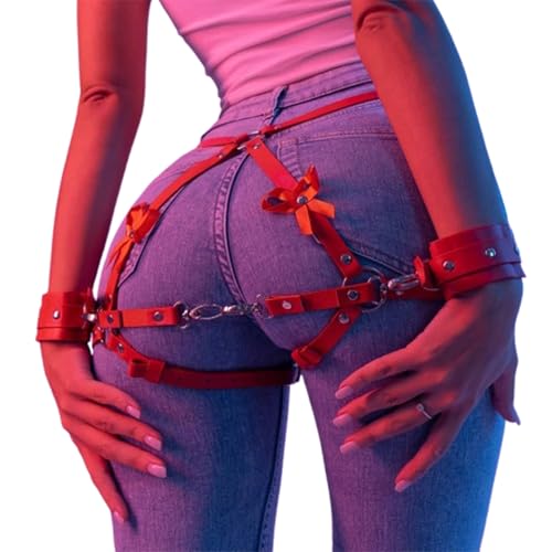 Body Harness Blet with Handcuffs for Women, Lower Body Bondage Restraint Women Cosplay Clothing3