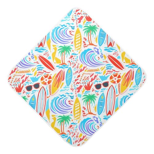 Msyxl Surfboard Waves Hooded Towel - Ultra Soft & Absorbent Muslin Cotton Bath Towel for Babies, Toddlers, Newborn - Boys & Girls Essential 35
