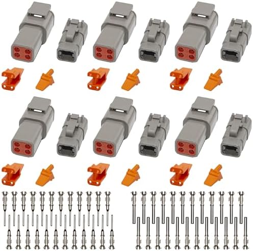 Deutsch DTM Grey 4 Pin Connectors 6 Sets, Waterproof Electrical W...