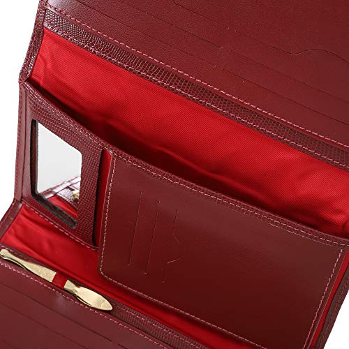 Carteira Mariart Feminina Botão Couro Legítimo Pinça Espelho 308 (Vermelho)