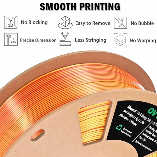 Image of OVV3D PLA Filament 1.75mm, Red Gold 3D Printer Filament Silk PLA Dual Color, Red Gold PLA Filament, Color Change Every Inch Filament 3D Printer Filament + /-0.02mm, 1kg /2.2lb