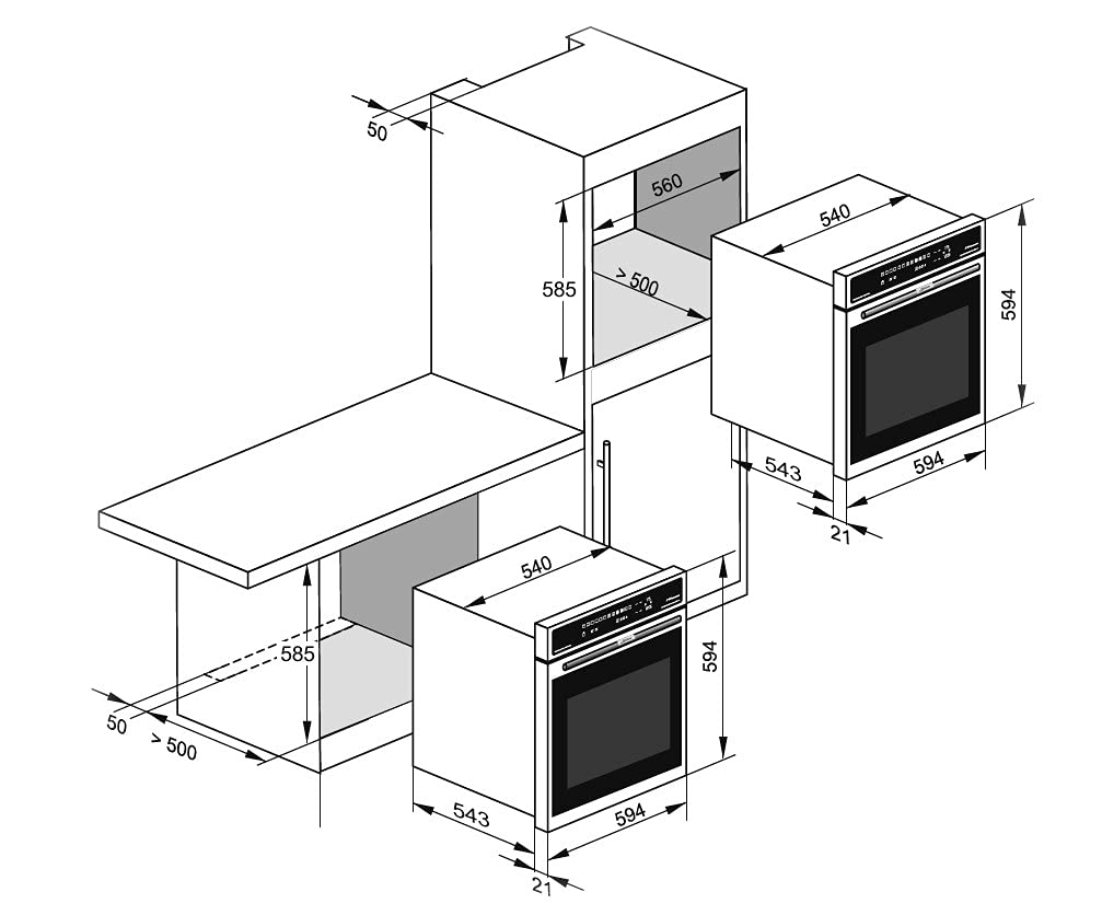 Kaiser EG 6345 Em - Horno de gas empotrado 60 cm – Retro Empire Design negro esmaltado, pincho giratorio, parrilla de infrarrojos, limpieza catalítica, 67L, clase energética A