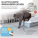 CROPLAS Katzenklo offen groß ohne Deckel,Katzenklo hoher Rand mit Streumatte & Schaufel, große Katzentoilette hoher Rand, cat Litter Box, Katzen klo,cat Toilet,Katzen toiletten, kedi tuvaleti, weiß