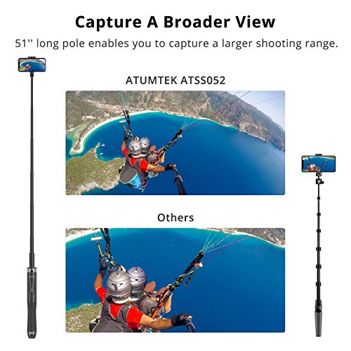 Image of ATUMTEK 51 inch Selfie Stick Tripod,All In One Extendable Phone Tripod Stand With Bluetooth Remote 360' Rotation For Iphone&Android Phone Selfies,Video Recording,Vlogging,Live Streaming-Blac,Pack of 1