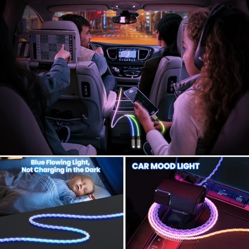 Cable múltiple de 66W con luz LED dinámica para carga rápida de iPad Pro y móviles Android 2