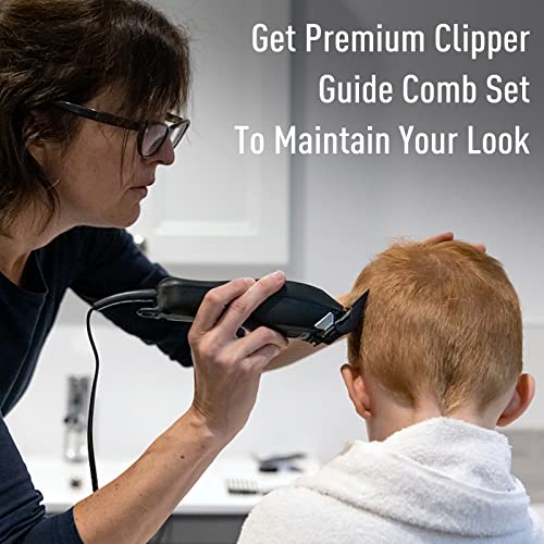 Clipper Guards Professional Premium Black Cutting Guides 10 Guide Comb Accessory Pack Hair Combs With Metal Clip #TOP6