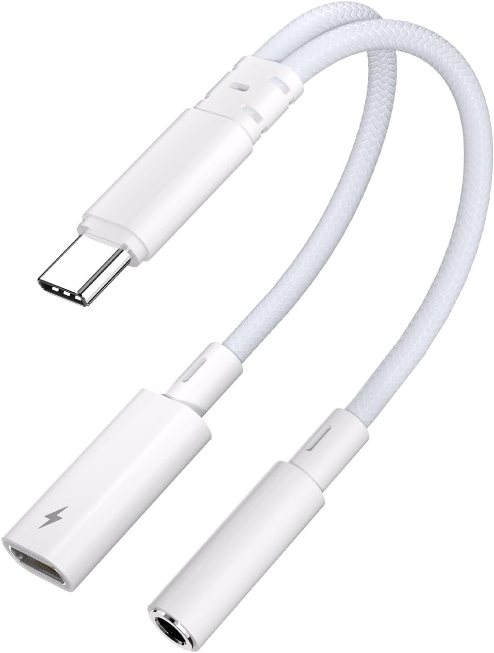 Vcddom USB C to 3.5mm Headphone and Charger Adapter, 2 in 1 Type C to Aux Audio Jack Hi-Res DAC and PD 60W Fast Charging Dongle Cable for iPhone 16/15 Pro Max, Galaxy S25/S24/S23, Google Pixel 8/7
