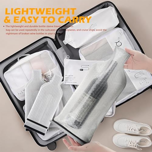 6 Pack Reusable Wine Bag, Wine Bottle Travel Protector for Travel Glass Bottle Bags,Double Layer Bubble Cushioning Wrap Suit for Airplane Car Cruise Protection Luggage Leak-Proof by Nandaga - Used condition - Image 7