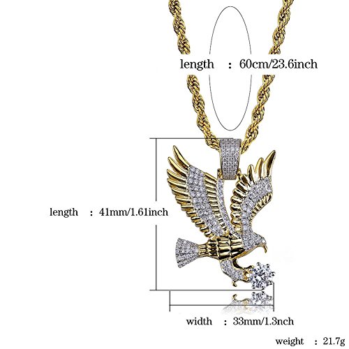 TOPGRILLZ Goat Chain Gold Necklace for Men Eagle Chain Rope Iced out Cubic Zirconia 14K Gold Plated Stainless Steel Necklace 24" Birthday Gifts4