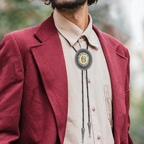 Image of HUABOLA CALYN Bolo tie for Men, Western Cowboy Golden Alphabet Initial Letter ABCDJMR to Y Costume Bolo ties Neckties