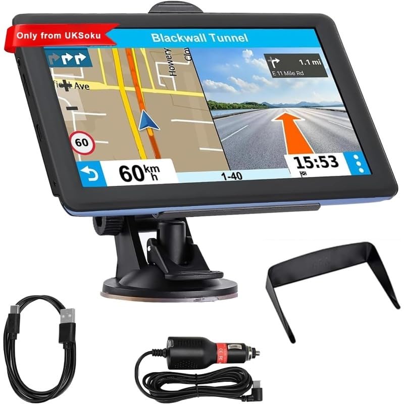 MondayStudio Navigatore satellitare da 7 pollici per auto, camion e camper, navigazione GPS con mappe del Regno Unito e...